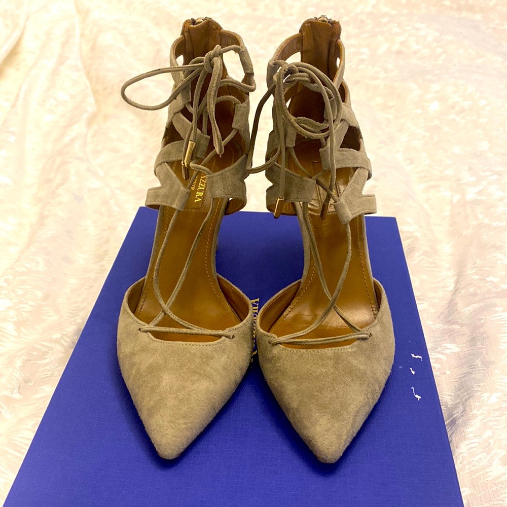 Aquazzura suede khaki green belgravia